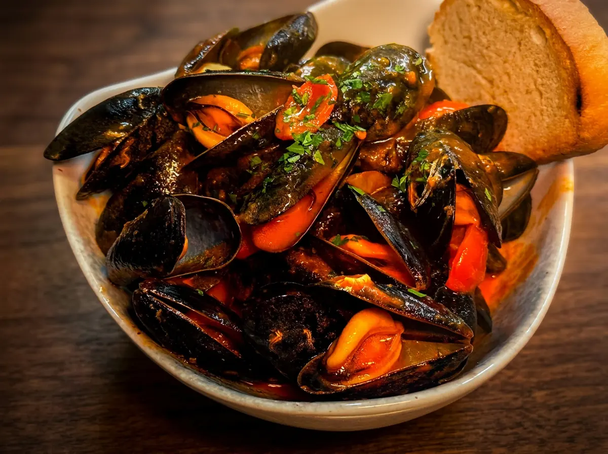 Muscheln Cozza di Scardovari DOP in leichtem Tomatensud im Ristò Italia